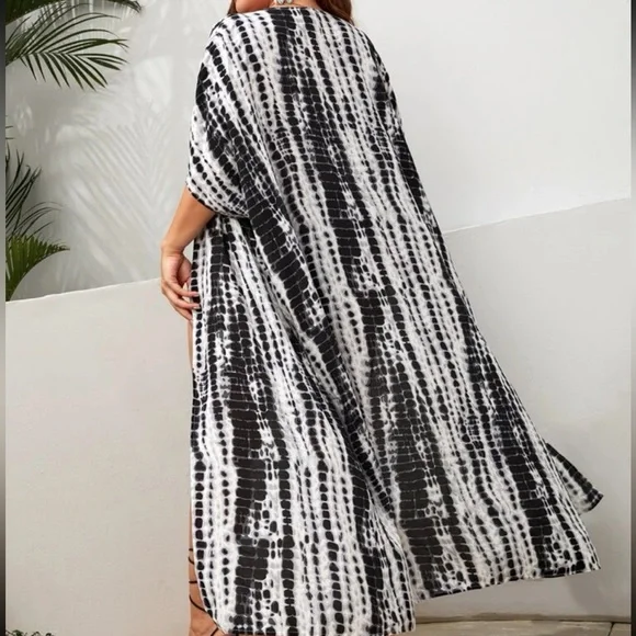 Boho Plus Size Tie Dye Ombre Print Kimono Cover Up Cardi - Picture 2 of 6